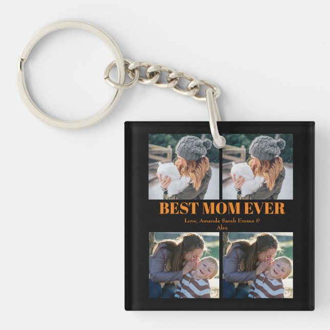 Beat Mom Ever Custom 4 photo Collage   Keychain (Front)