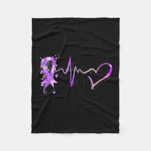 Beat Purple Ribbon Pancreatic Cancer Awareness Gif Fleece Blanket