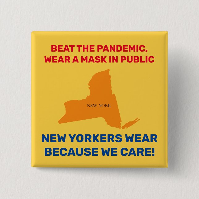 Beat The Pandemic 2” Square Button - New York (Front)