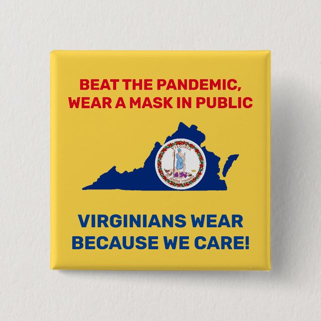 Beat The Pandemic 2” Square Button - Virginia (Front)