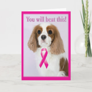 Beat This Breast Cancer Ribbon Spaniel Card