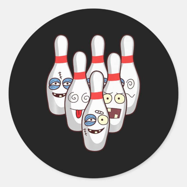 Beat Up Bowling Pins   Cute Duckpins Playing Tee G Classic Round Sticker (Front)