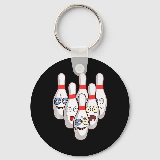 Beat Up Bowling Pins   Cute Duckpins Playing Tee G Keychain (Front)