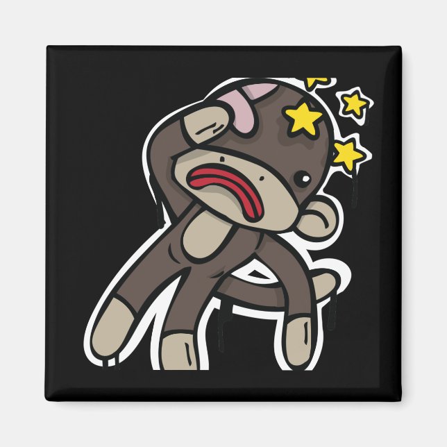 Beat up SOCK MONKEY Magnet (Front)