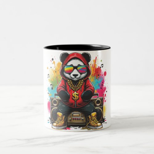 Beatbox Panda Grooving in Style Two_Tone Coffee Mug