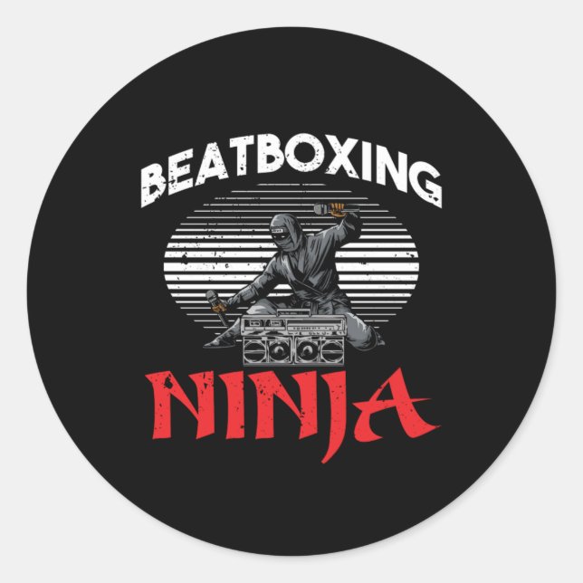 Beatboxing Ninja Beatboxer Rap Hiphop Music DJ Gif Classic Round Sticker (Front)