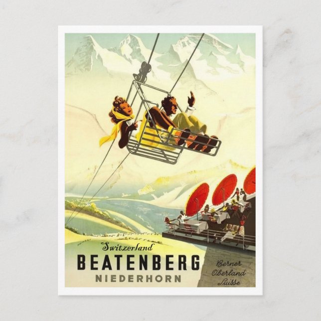 Beatenberg, Niederhorn, couple on ski ropeway Postcard (Front)