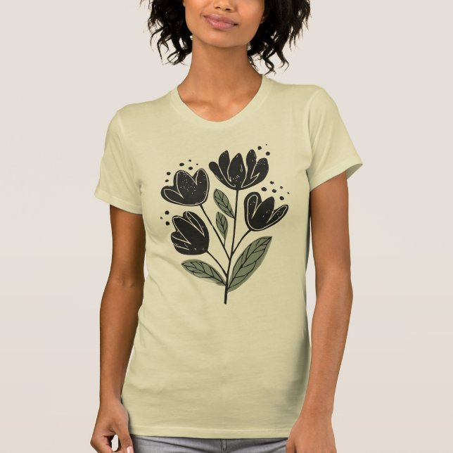 Beatiful Elegant Flower Design T-Shirt (Front)