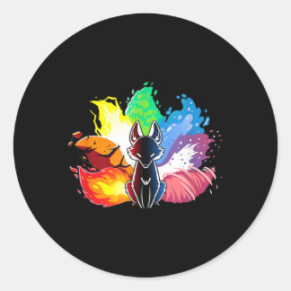 Beatiful elemental kitsune fox japan spirit 33 classic round sticker