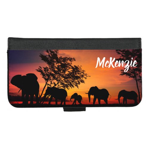 Beatiful Elephants at Sunset iPhone 87 Plus Wallet Case