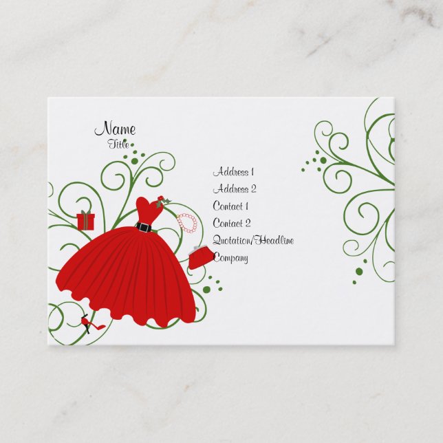 Beatiful Holiday Dress Business Card (Front)