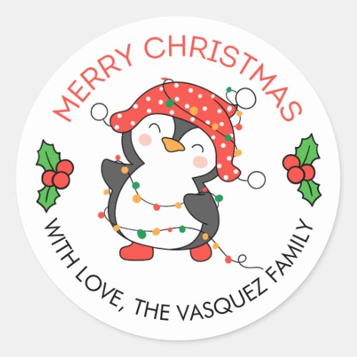 Beatiful Peguin Christmas Stickers  Labels
