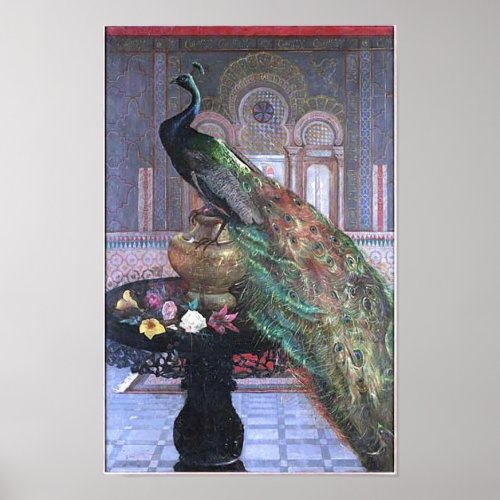 Beatiful Vintage Peacock Image Poster