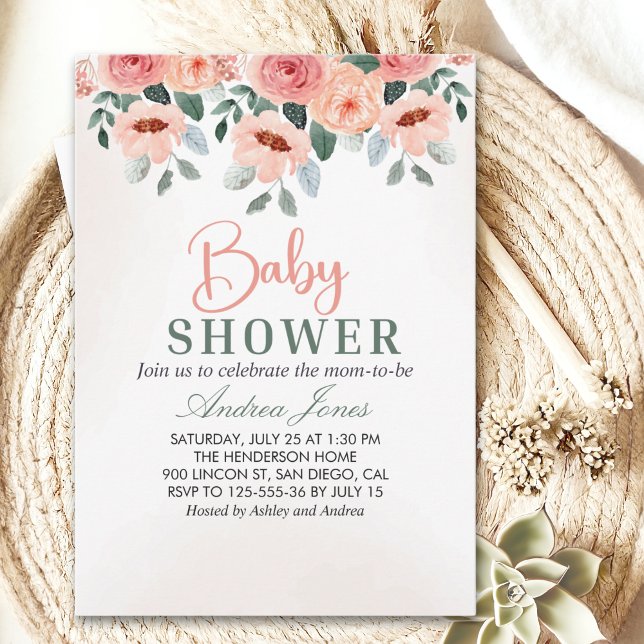 Beatiful Water Color Flowers Garden Baby Shower Invitation (Creator Uploaded)