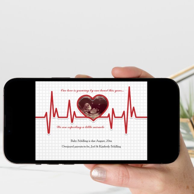 Beating Heart Photo Pregnancy Announcement Custom (Front Digital)