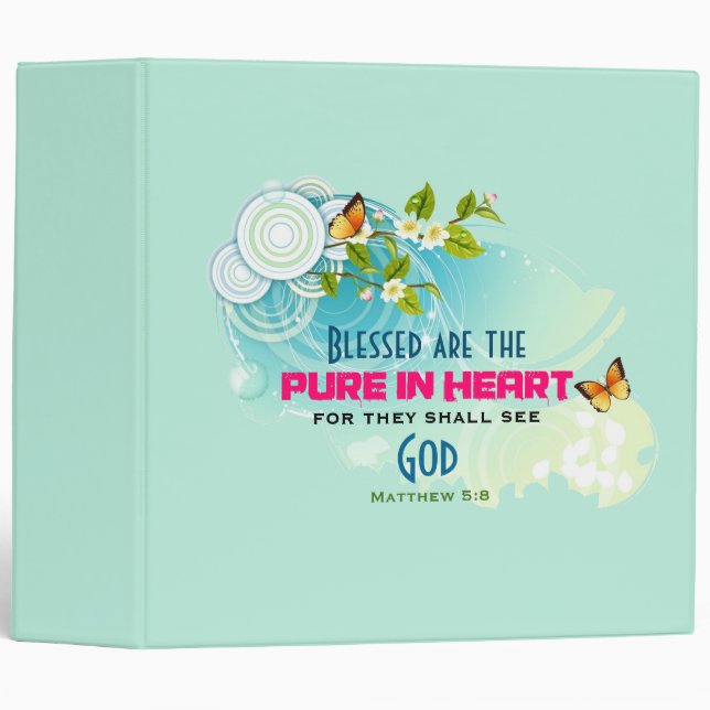 Beatitude Quote with Butterflies and Blossoms Binder (Front/Spine)