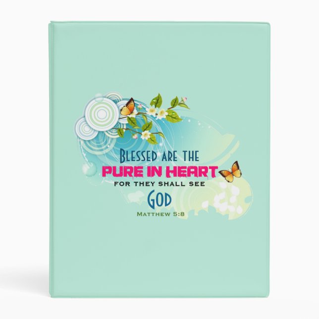 Beatitude Quote with Butterflies and Blossoms Mini Binder (Front)