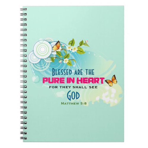 Beatitude Quote with Butterflies and Blossoms Notebook