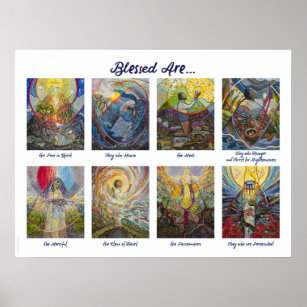 Beatitudes Illustrated Christian Poster