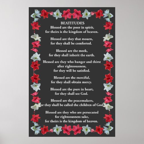 Beatitudes in an Amaryllis Frame Poster