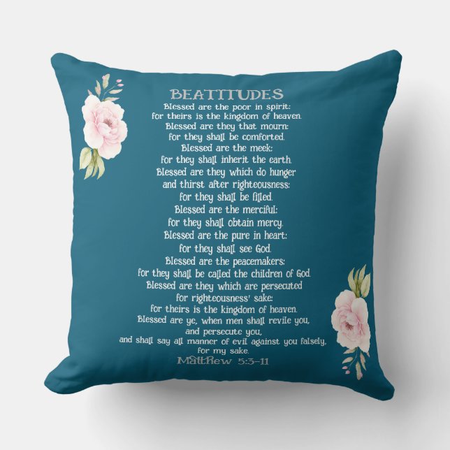 Beatitudes & Olive Branches Matthew 5:3-11 Throw P Pillow (Front)