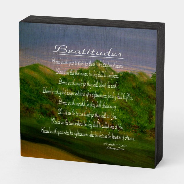 Beatitudes Wooden Box Sign (Angled Horizontal)