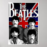 beatles, classic rock, vintage band, british music poster