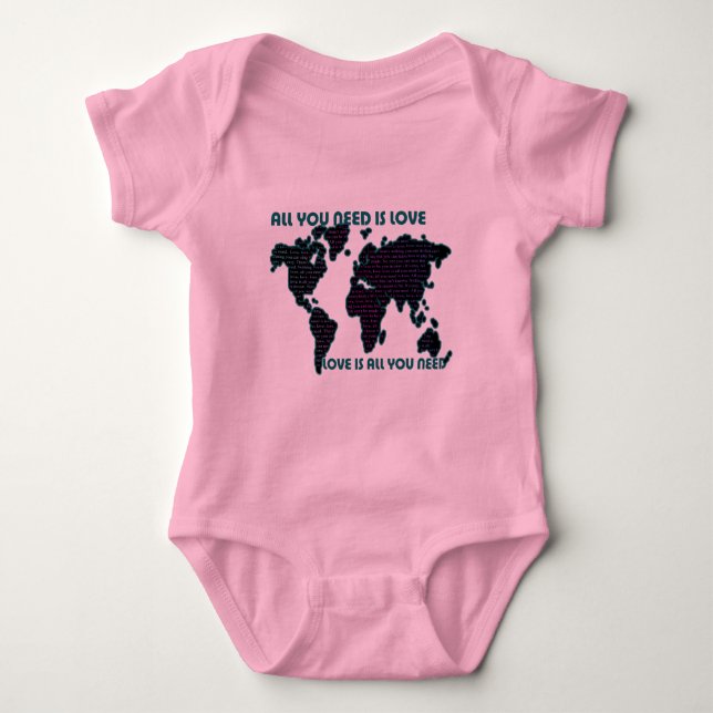 Beatles World All You Need Is Love Baby Bodysuit (Front)