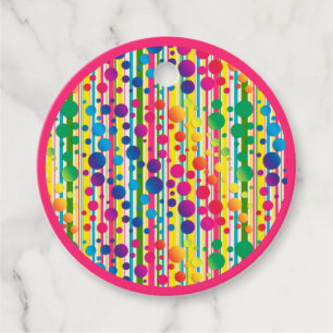 [Beatnik Bubbles] Retro Polka Dot Striped Pink Favor Tags
