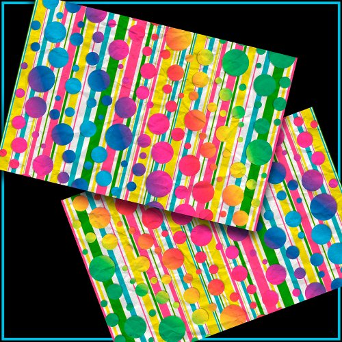 Beatnik Bubbles Retro Polka Dot Striped Rainbow Tissue Paper