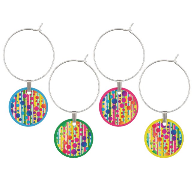 [Beatnik Bubbles] Retro Polka Dot Striped Wine Charm (Staggered)