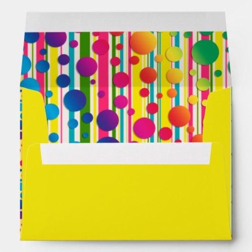 Beatnik Bubbles Retro Polka Dot Striped Yellow Envelope