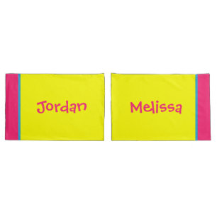 [Beatnik Bubbles] Retro Polka Dot Striped Yellow Pillow Case