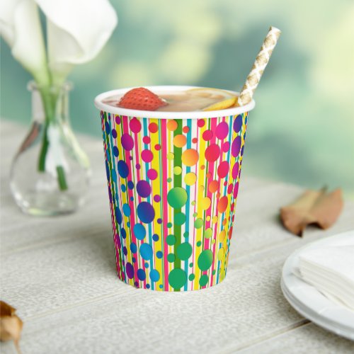 Beatnik Bubbles Retro Polka Dot Stripes Paper Cups