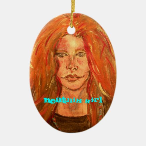 beatnik girl ceramic ornament