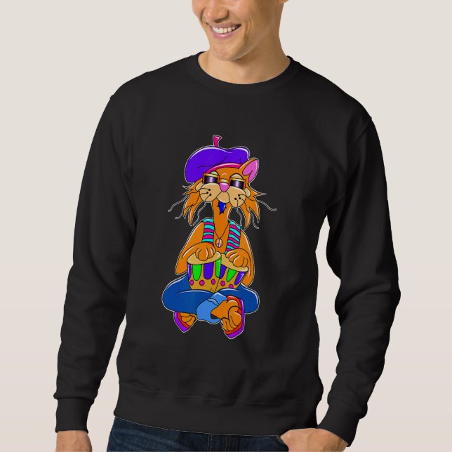 Beatnik Hippy Cat Sweatshirt (Front)