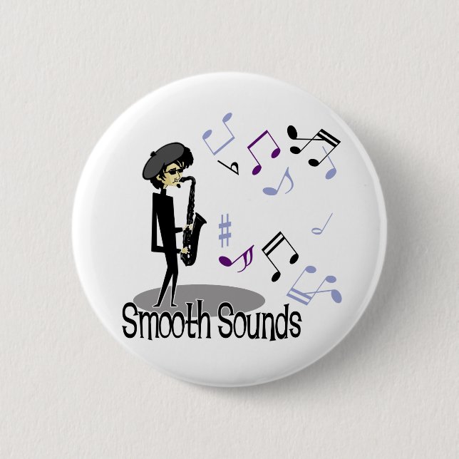 Beatnik Jazz Saxophone Player Button (Front)