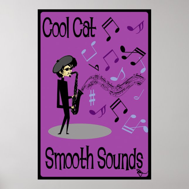 Beatnik Jazz Saxophone Player Poster (Front)