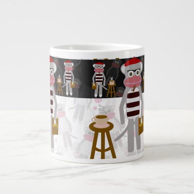Beatnik Monkey Pattern Fun Character Cartoon Giant Coffee Mug (Front)