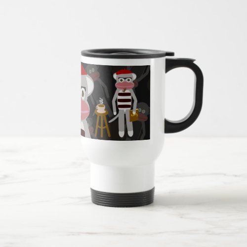 Beatnik Sock Monkey Fun Cartoon Design Art Travel Mug