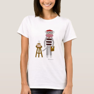 Beatnik Sock Monkey Funny Retro Cartoon T-Shirt