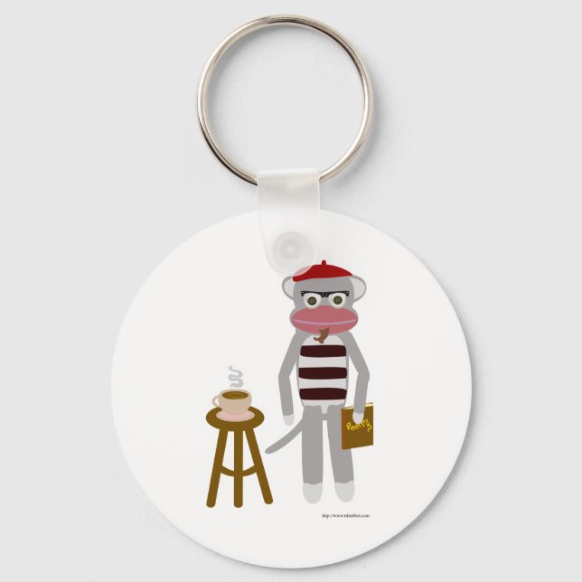 Beatnik Sock Monkey Keychain (Front)