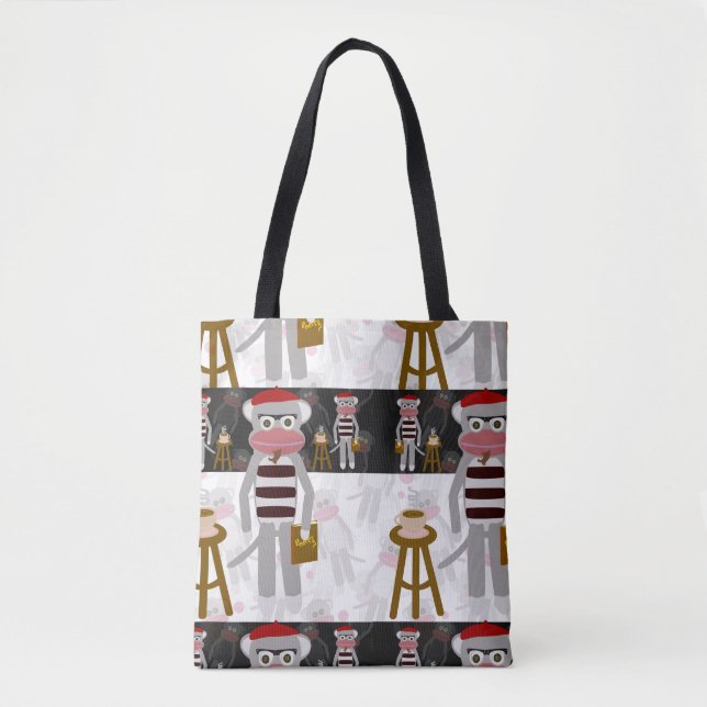 Beatnik Sockmonkey Poetry Party Tote Bag (Front)