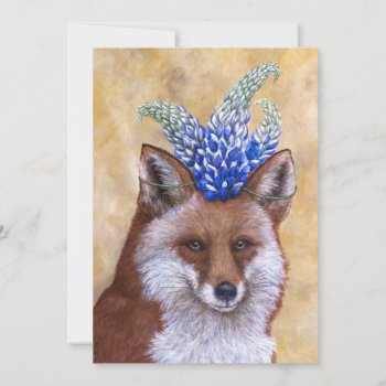 Beatrice The Fox Flat Card by vickisawyer at Zazzle