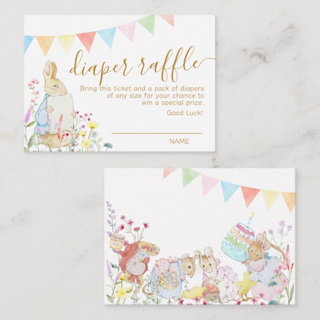 Beatrix Peter the Rabbit Woodland Baby Shower Enclosure Card (Front/Back)