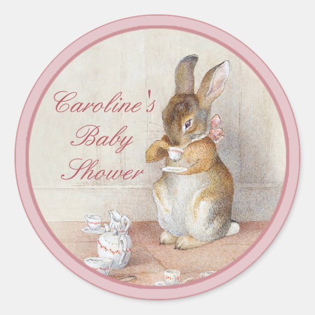 Beatrix Potter Baby Shower DIY Cupcake Toppers Classic Round Sticker (Front)