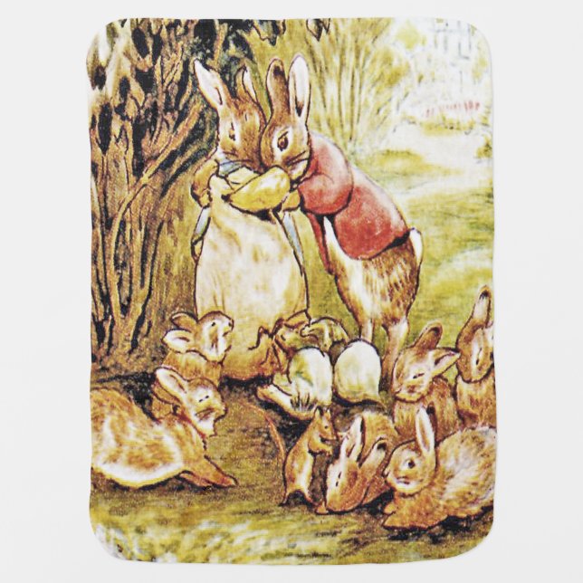 Beatrix Potter Bunnies Baby Blanket (Front)