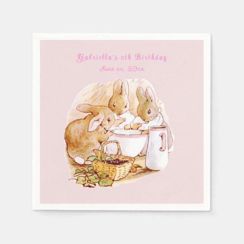 Beatrix Potter Bunnies Berries and Cream Birthday Napkins