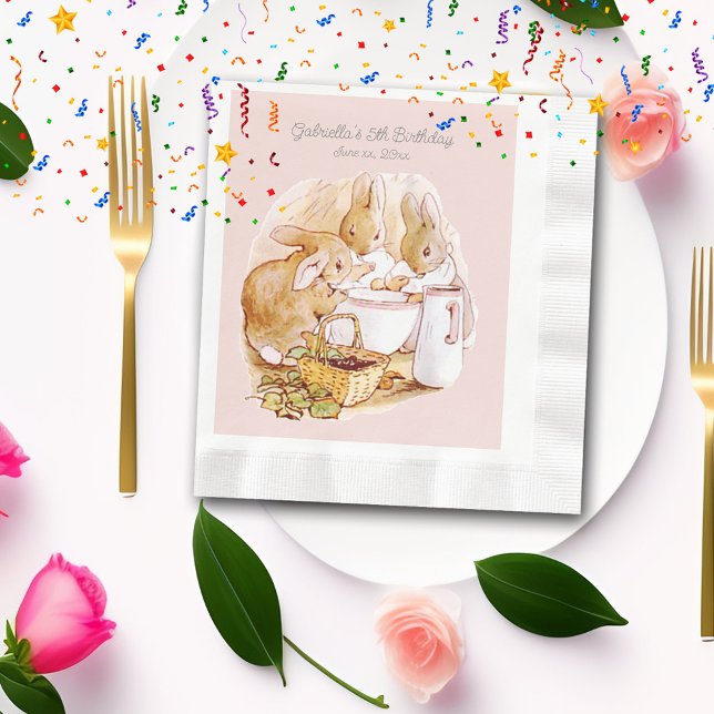 Beatrix Potter Bunnies Berries and Cream Birthday Napkins (Creator Uploaded)