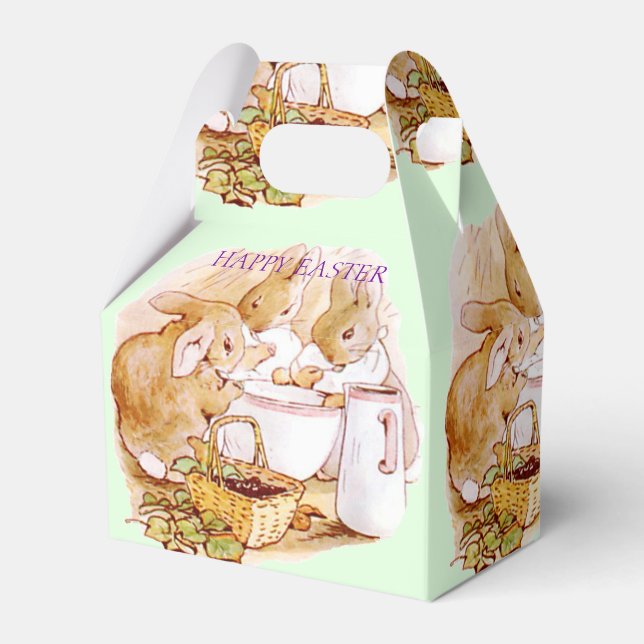 Beatrix Potter Bunnies Happy Easter  Favor Boxes (Front Side)